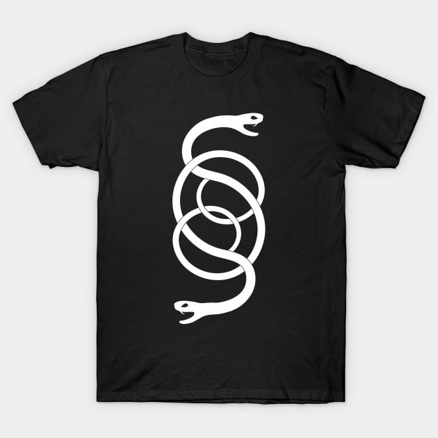 Two-headed snake connected in a symbol of infinity. T-Shirt by Y.K.